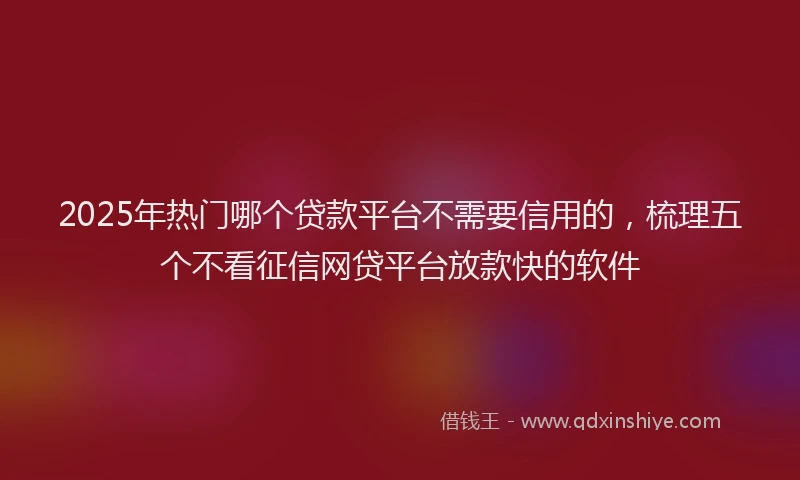 2025年热门哪个贷款平台不需要信用的，梳理五个不看征信网贷平台放款快的软件