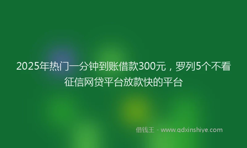 2025年热门一分钟到账借款300元，罗列5个不看征信网贷平台放款快的平台