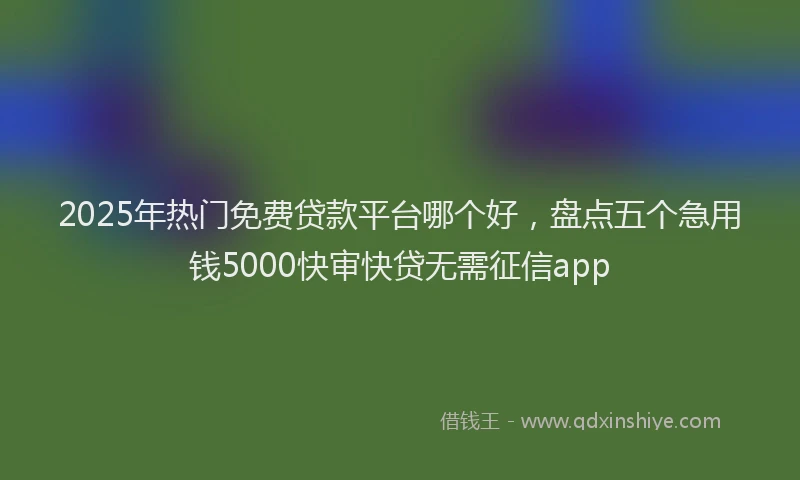 2025年热门免费贷款平台哪个好，盘点五个急用钱5000快审快贷无需征信app