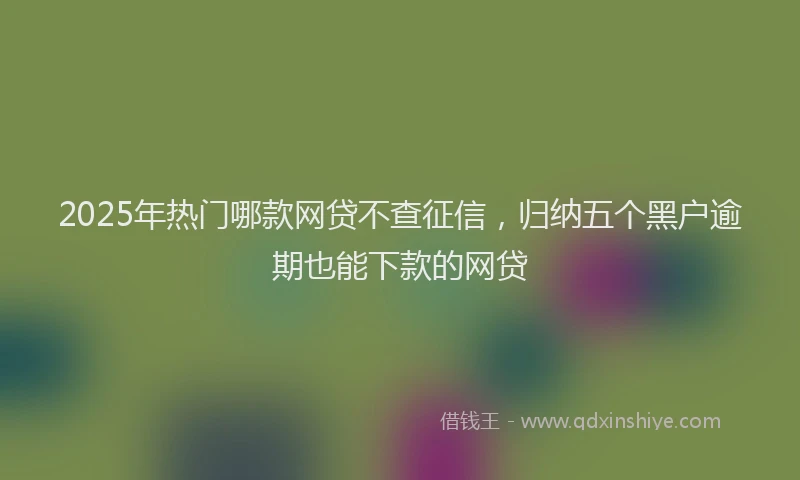 2025年热门哪款网贷不查征信，归纳五个黑户逾期也能下款的网贷