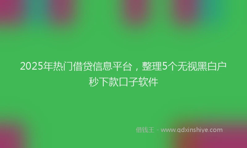 2025年热门借贷信息平台，整理5个无视黑白户秒下款口子软件
