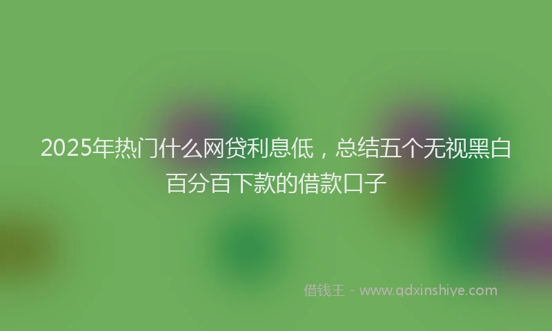 2025年热门什么网贷利息低，总结五个无视黑白百分百下款的借款口子