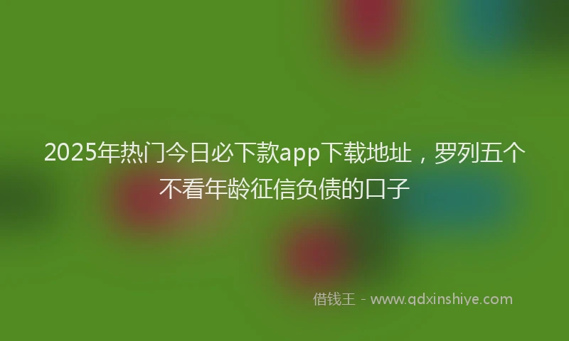 2025年热门今日必下款app下载地址，罗列五个不看年龄征信负债的口子