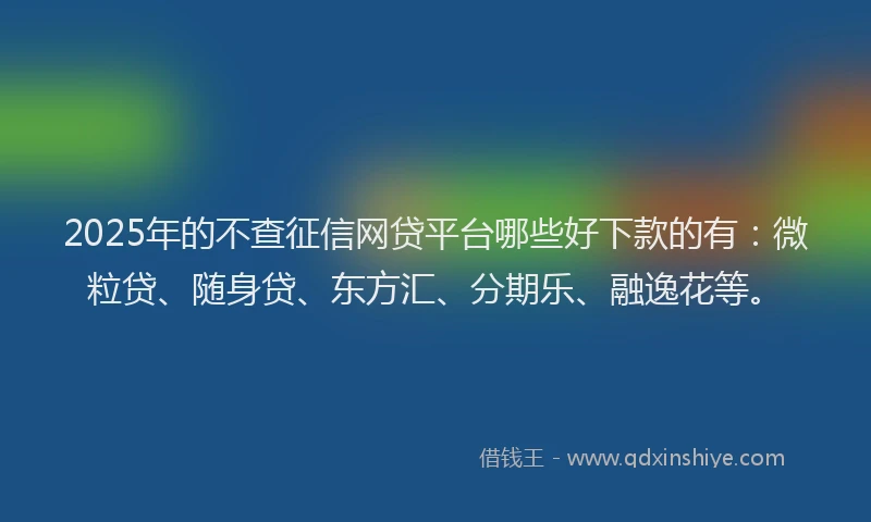 2025年的不查征信网贷平台哪些好下款的有：微粒贷、随身贷、东方汇、分期乐、融逸花等。