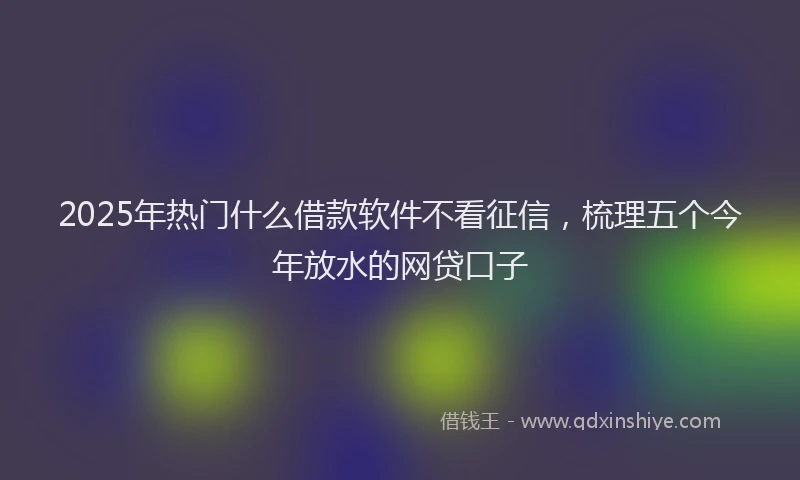 2025年热门什么借款软件不看征信，梳理五个今年放水的网贷口子