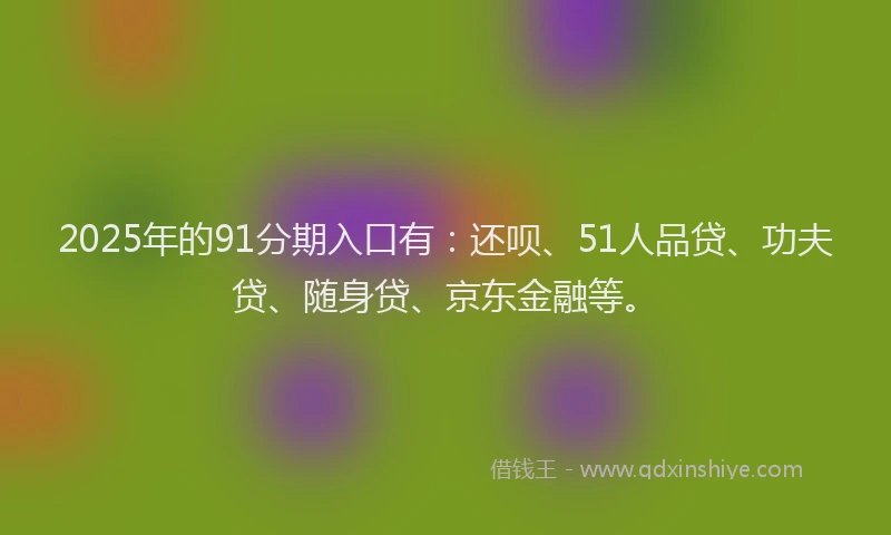 2025年的91分期入口有：还呗、51人品贷、功夫贷、随身贷、京东金融等。