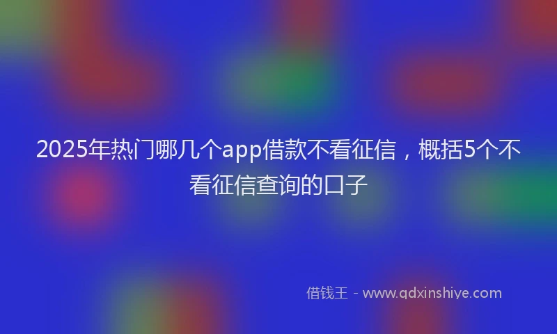 2025年热门哪几个app借款不看征信，概括5个不看征信查询的口子