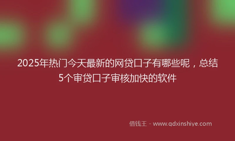 2025年热门今天最新的网贷口子有哪些呢，总结5个审贷口子审核加快的软件