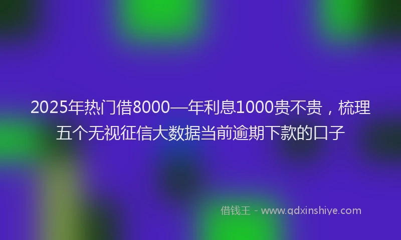 2025年热门借8000—年利息1000贵不贵，梳理五个无视征信大数据当前逾期下款的口子