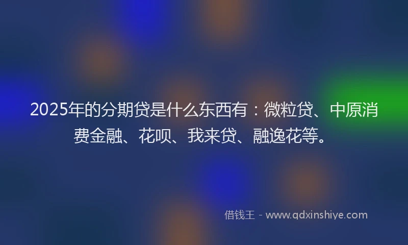 2025年的分期贷是什么东西有：微粒贷、中原消费金融、花呗、我来贷、融逸花等。