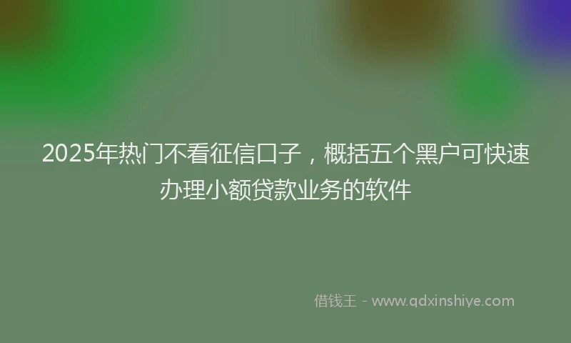 2025年热门不看征信口子，概括五个黑户可快速办理小额贷款业务的软件