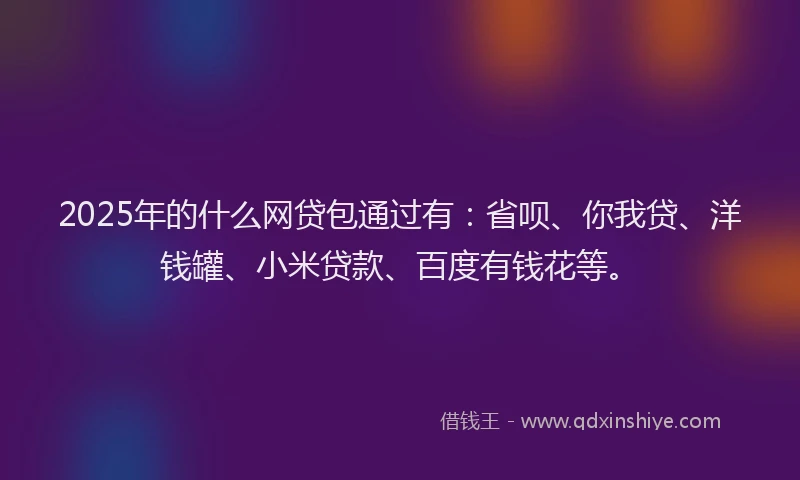 2025年的什么网贷包通过有：省呗、你我贷、洋钱罐、小米贷款、百度有钱花等。