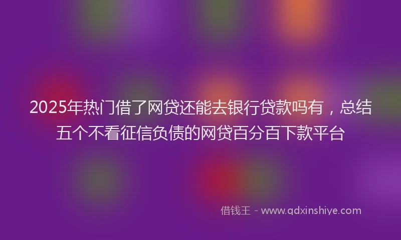 2025年热门借了网贷还能去银行贷款吗有，总结五个不看征信负债的网贷百分百下款平台