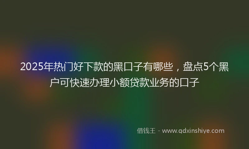 2025年热门好下款的黑口子有哪些，盘点5个黑户可快速办理小额贷款业务的口子