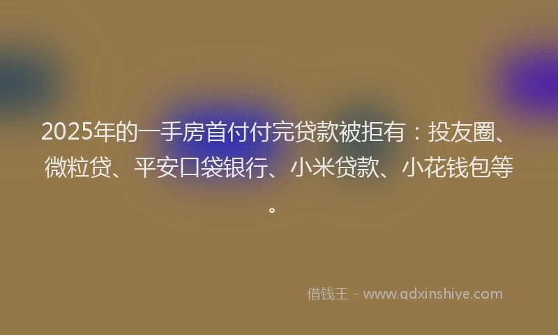 2025年的一手房首付付完贷款被拒有：投友圈、微粒贷、平安口袋银行、小米贷款、小花钱包等。