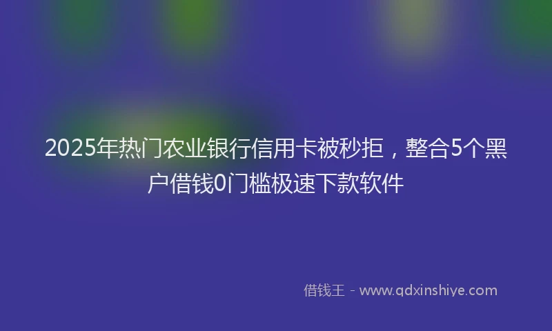 2025年热门农业银行信用卡被秒拒，整合5个黑户借钱0门槛极速下款软件