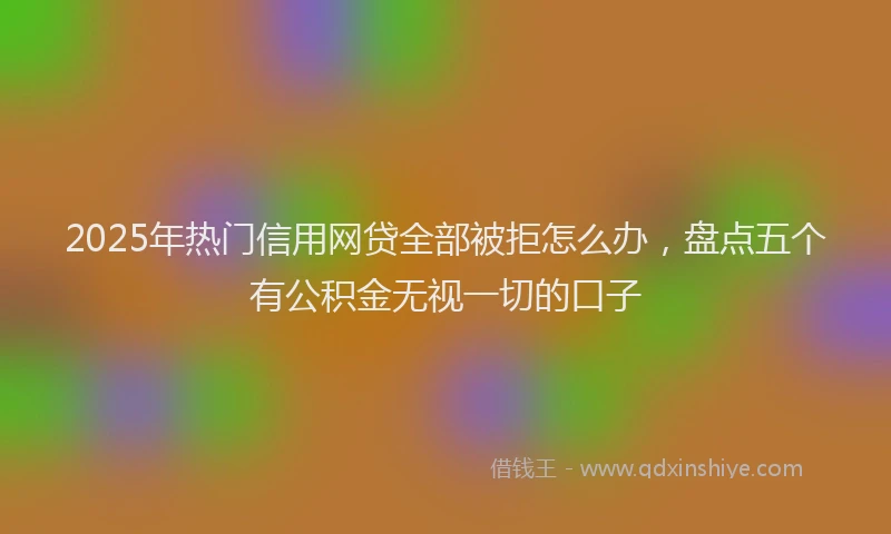 2025年热门信用网贷全部被拒怎么办，盘点五个有公积金无视一切的口子