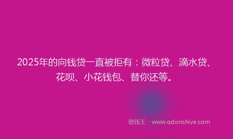 2025年的向钱贷一直被拒有：微粒贷、滴水贷、花呗、小花钱包、替你还等。
