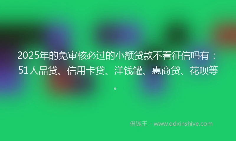 2025年的免审核必过的小额贷款不看征信吗有：51人品贷、信用卡贷、洋钱罐、惠商贷、花呗等。