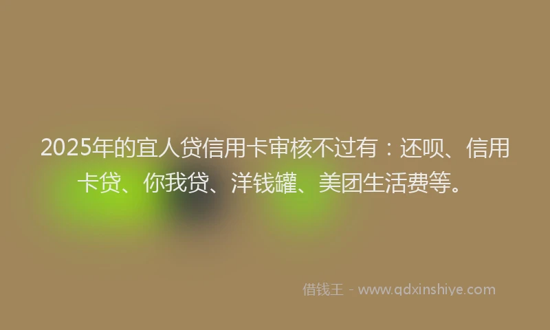 2025年的宜人贷信用卡审核不过有：还呗、信用卡贷、你我贷、洋钱罐、美团生活费等。