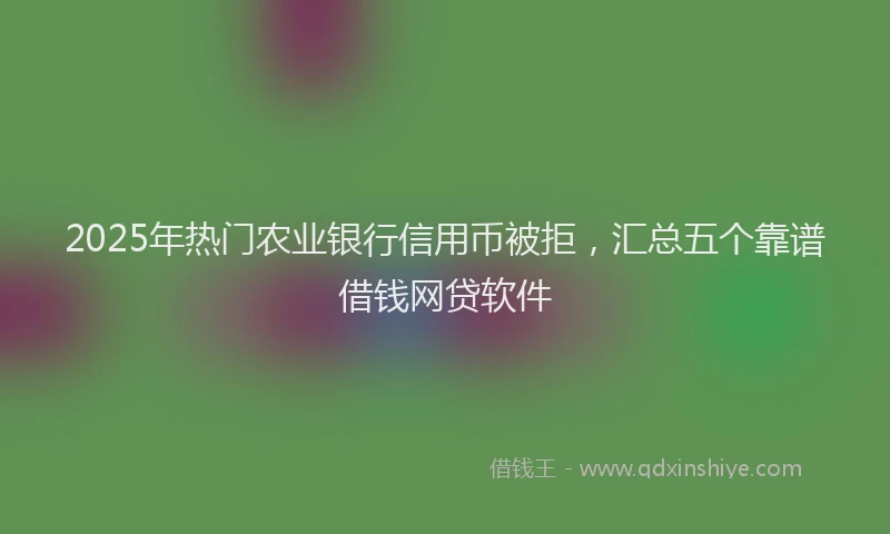 2025年热门农业银行信用币被拒，汇总五个靠谱借钱网贷软件