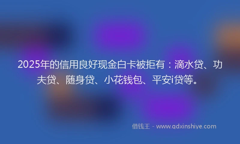 2025年的信用良好现金白卡被拒有：滴水贷、功夫贷、随身贷、小花钱包、平安i贷等。