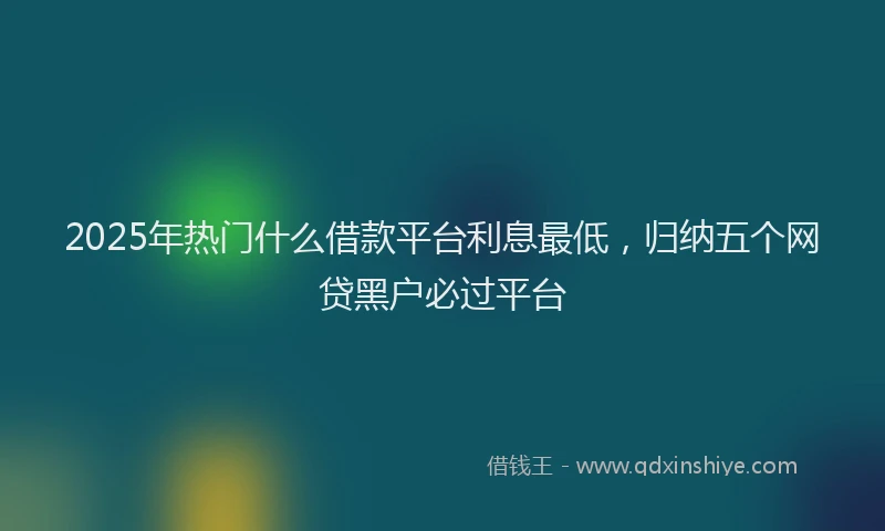 2025年热门什么借款平台利息最低，归纳五个网贷黑户必过平台