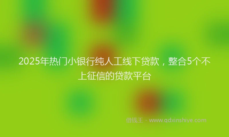 2025年热门小银行纯人工线下贷款，整合5个不上征信的贷款平台