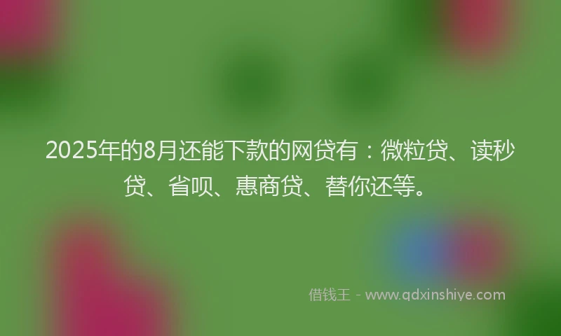 2025年的8月还能下款的网贷有：微粒贷、读秒贷、省呗、惠商贷、替你还等。