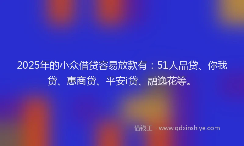 2025年的小众借贷容易放款有：51人品贷、你我贷、惠商贷、平安i贷、融逸花等。