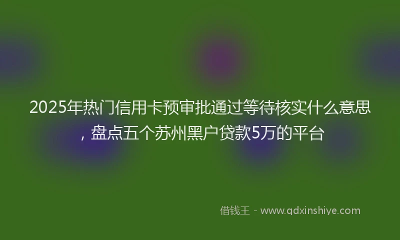2025年热门信用卡预审批通过等待核实什么意思，盘点五个苏州黑户贷款5万的平台