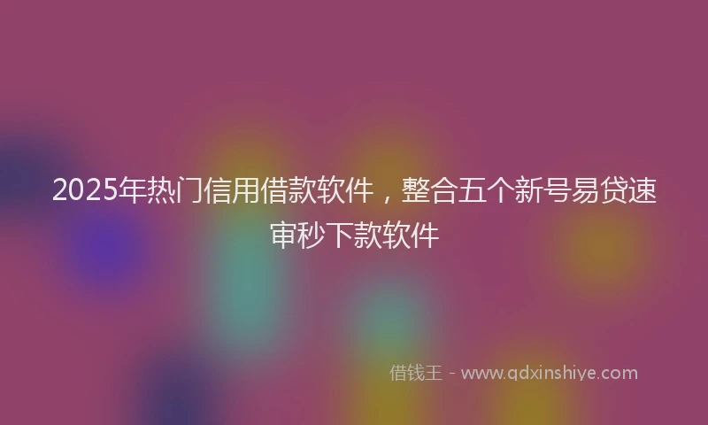 2025年热门信用借款软件，整合五个新号易贷速审秒下款软件