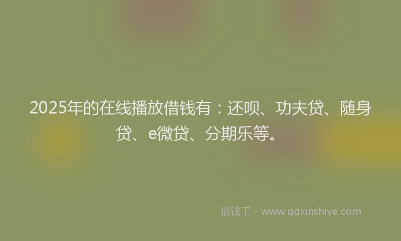 2025年的在线播放借钱有：还呗、功夫贷、随身贷、e微贷、分期乐等。