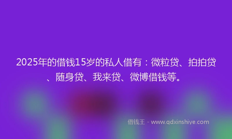 2025年的借钱15岁的私人借有：微粒贷、拍拍贷、随身贷、我来贷、微博借钱等。