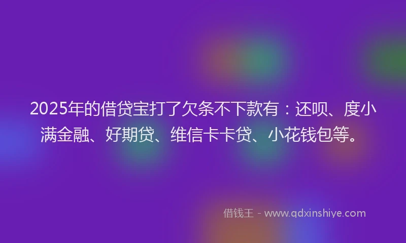 2025年的借贷宝打了欠条不下款有：还呗、度小满金融、好期贷、维信卡卡贷、小花钱包等。
