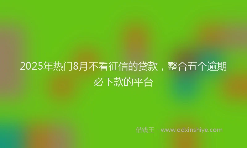 2025年热门8月不看征信的贷款，整合五个逾期必下款的平台