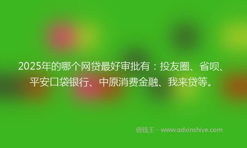2025年的哪个网贷最好审批有：投友圈、省呗、平安口袋银行、中原消费金融、我来贷等。