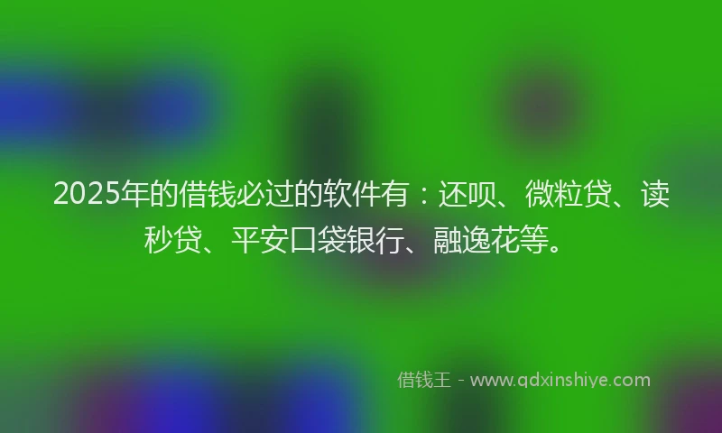 2025年的借钱必过的软件有：还呗、微粒贷、读秒贷、平安口袋银行、融逸花等。