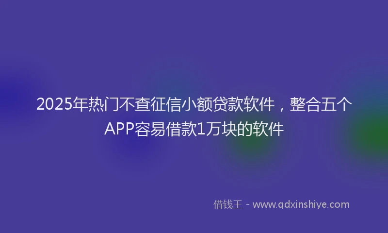 2025年热门不查征信小额贷款软件，整合五个APP容易借款1万块的软件