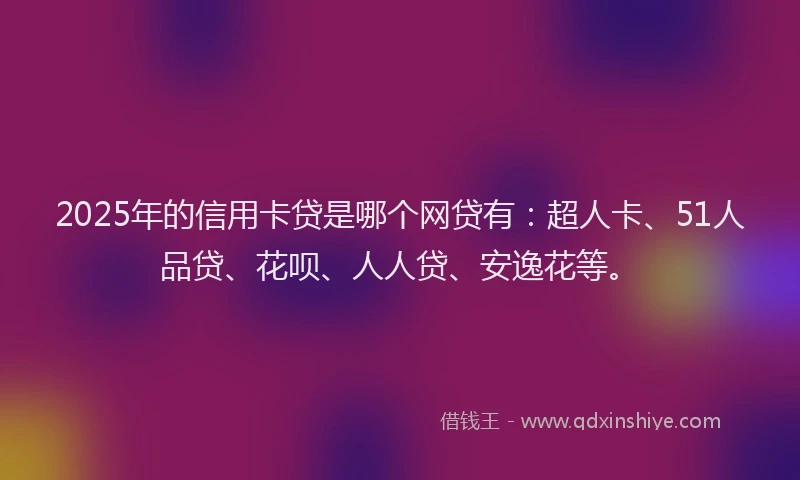 2025年的信用卡贷是哪个网贷有：超人卡、51人品贷、花呗、人人贷、安逸花等。