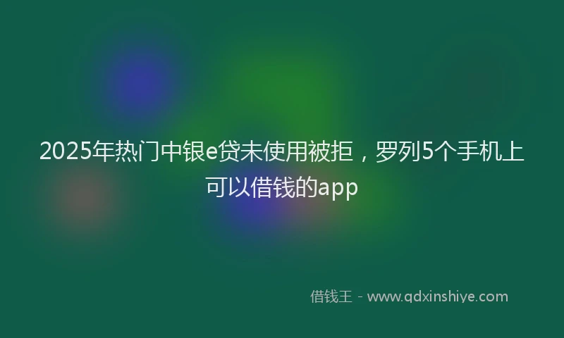 2025年热门中银e贷未使用被拒，罗列5个手机上可以借钱的app