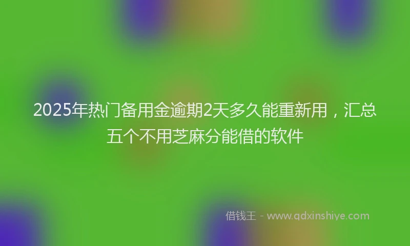 2025年热门备用金逾期2天多久能重新用，汇总五个不用芝麻分能借的软件