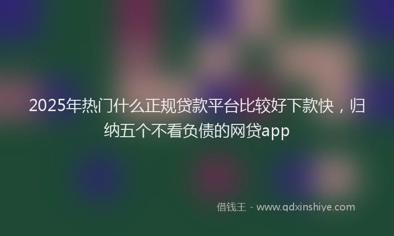 2025年热门什么正规贷款平台比较好下款快，归纳五个不看负债的网贷app