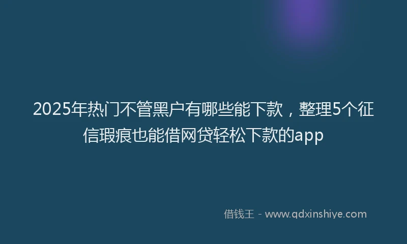 2025年热门不管黑户有哪些能下款，整理5个征信瑕疵也能借网贷轻松下款的app