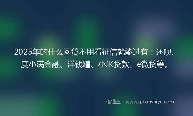 2025年的什么网贷不用看征信就能过有：还呗、度小满金融、洋钱罐、小米贷款、e微贷等。