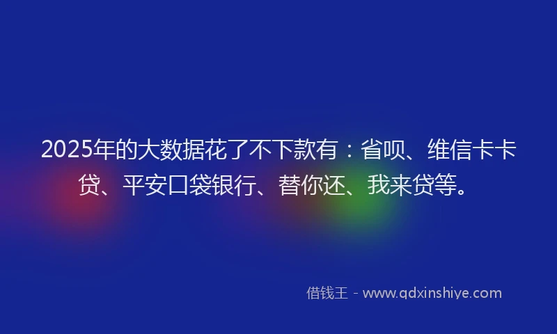 2025年的大数据花了不下款有：省呗、维信卡卡贷、平安口袋银行、替你还、我来贷等。