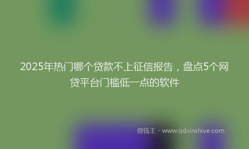 2025年热门哪个贷款不上征信报告，盘点5个网贷平台门槛低一点的软件