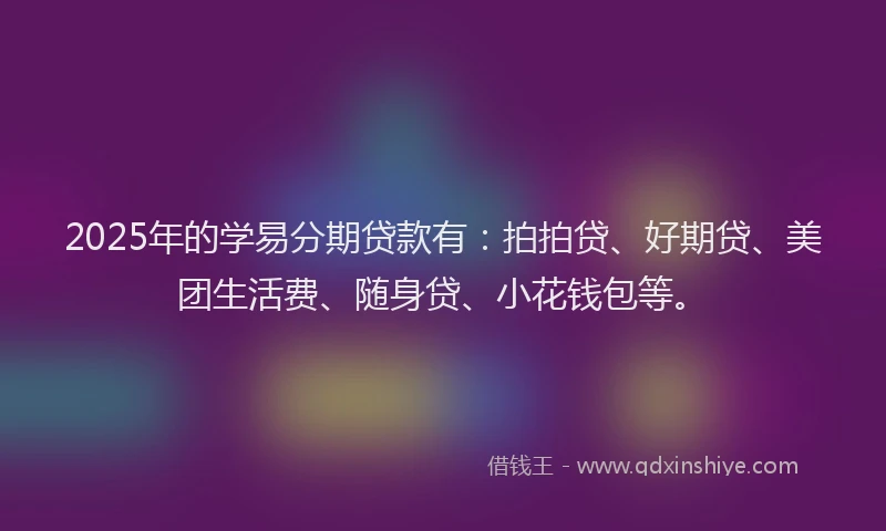 2025年的学易分期贷款有：拍拍贷、好期贷、美团生活费、随身贷、小花钱包等。