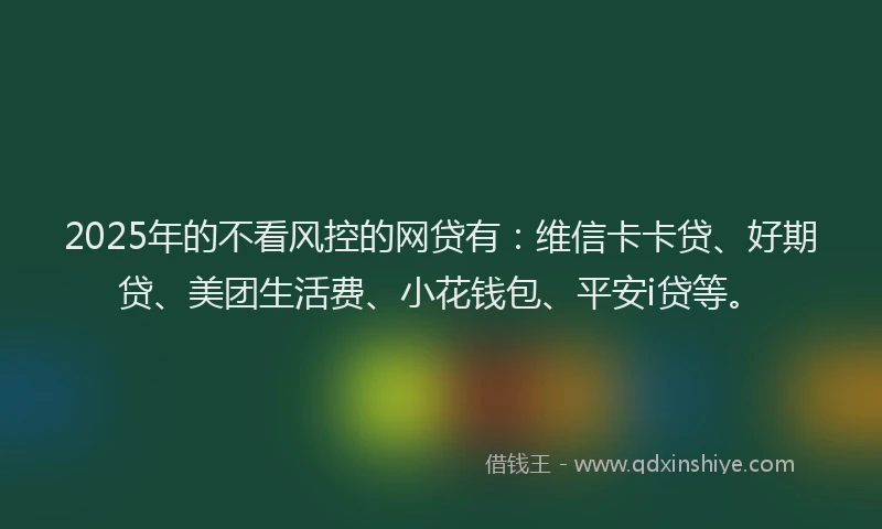 2025年的不看风控的网贷有：维信卡卡贷、好期贷、美团生活费、小花钱包、平安i贷等。