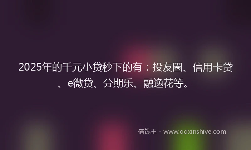 2025年的千元小贷秒下的有：投友圈、信用卡贷、e微贷、分期乐、融逸花等。